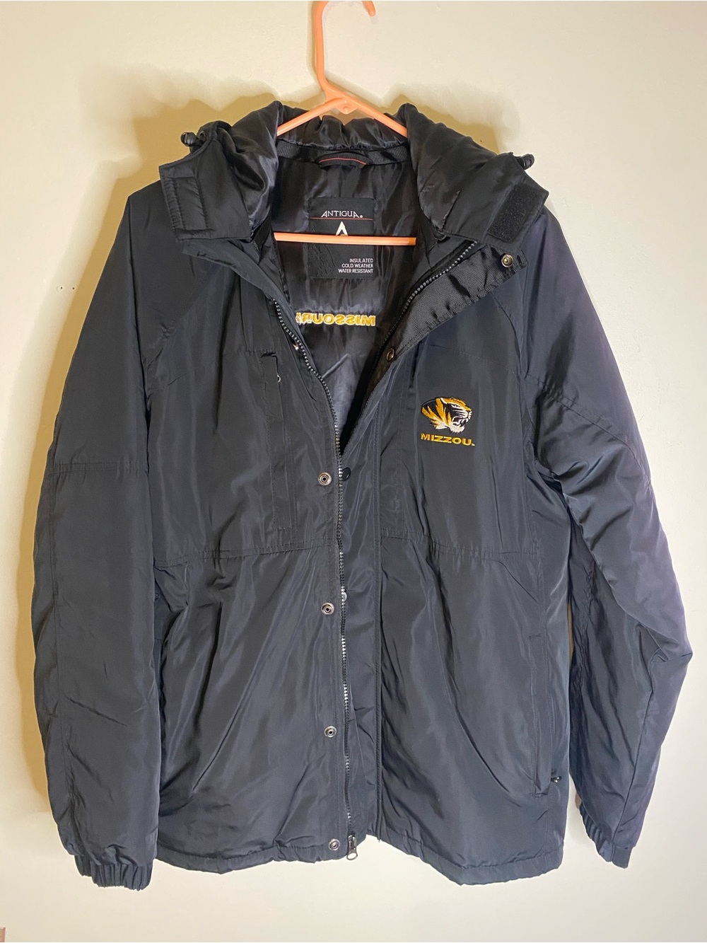 Antigua Black Mizzou Puffer Jacket with Hood